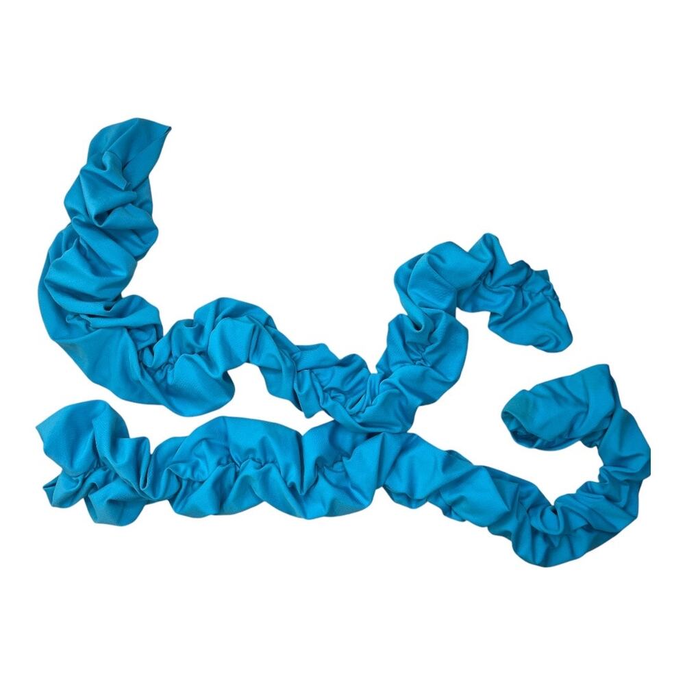 Turquoise blue legwarmers pull on scrunch full length upper thigh high open ends
